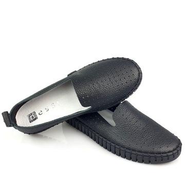 NESSI 18390 miękkie mokasyny slip on czarne 39