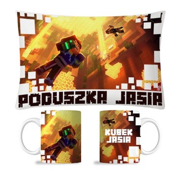 ZESTAW KUBEK + PODUSZKA MINE CREEPER DEDYKACJA N1
