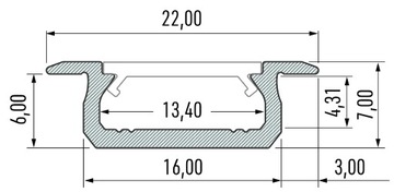 АЛЮМИНИЕВЫЙ ПРОФИЛЬ для LED Z 2M WHITE с ЛАМПОЙ