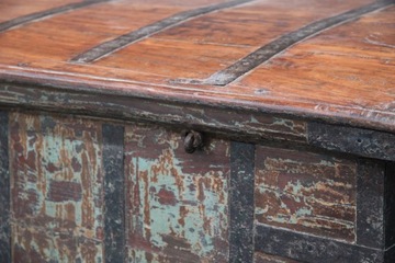 Деревянный сундук Металл Индийский Колониальный Старый