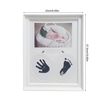 BIAŁA RAMKA DO ZDJĘĆ Z TUSZEM ODCISK RĄCZKI STÓPKI