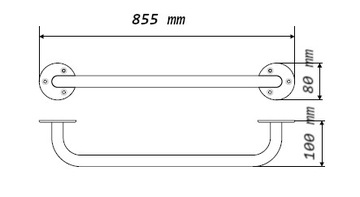 ТЕРМА Поручень прямой 855 мм хром - для людей с ограниченными возможностями