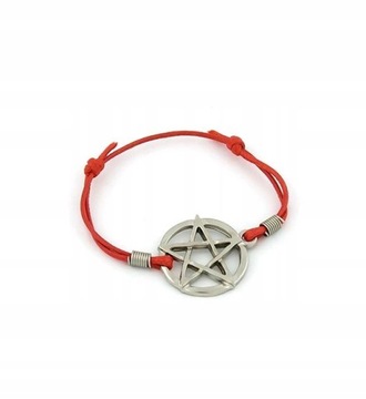 BRANSOLETKA PENTAGRAM SZNUREK CZERWONY