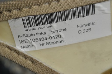 AUDI A6 C6 ПЛАСТИКОВАЯ ОБИВКА СТОЙКИ БЕЖЕВЫЙ TORRONE