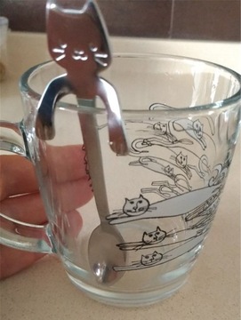 MINI ŁYŻKA ŁYŻECZKA DESEROWA OZDOBNA KOTEK ŁAPKI