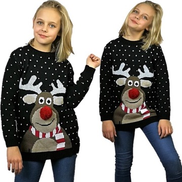 SWETER ŚWIĄTECZNY RENIFER NOS 3D Real foto 7/8 L