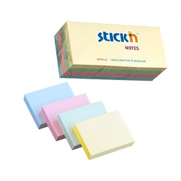 Notes samoprzylepny 12 sztuk STICKIN PASTEL 38x51 mm , 4 kolory pastelowe