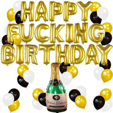 ZESTAW BALONY Happy F Birthday URODZINY PARTY
