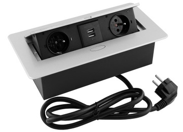 Gniazdo wpuszczane w blat KOMBIBOX z USB ALUMINIUM