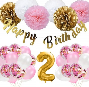 BALONY Zestaw dekoracji 2 LATKA urodziny ROSE
