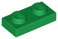 LEGO Płytka - plate 1x2 (3023) zielony 10szt