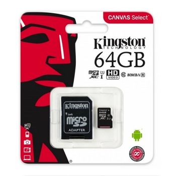 КАРТА KINGSTON MICROSD 64 ГБ MICRO CL10 SD-АДАПТЕР