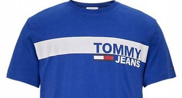 TOMMY HILFIGER Koszulka T-Shirt Męski M Niebieski.