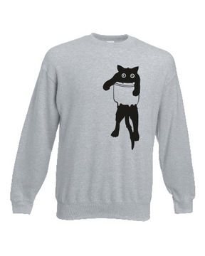 BLUZA UNISEX Z KOTEM T-SHIRT KOT W KIESZONCE - S