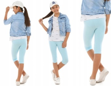 Legginsy 3/4, rybaczki 152-158 KROPEK BŁĘKIT