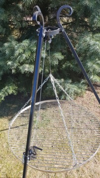 ПОДВЕСНОЙ ШТАТИВ-ГРИЛЬ 185 СМ РЕШЕТКА НЕРЖАВЕЮЩАЯ 70 СМ