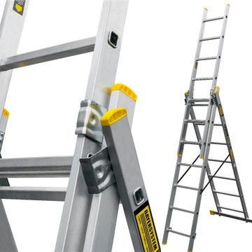 DRABINA ALUMINIOWA 3x7 POLSKA 150KG EN131 TUV PRO