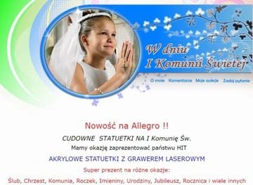 I KOMUNIA ŚWIĘTA PAMIĄTKA GRAWEROWANA GRAWER-FOTO