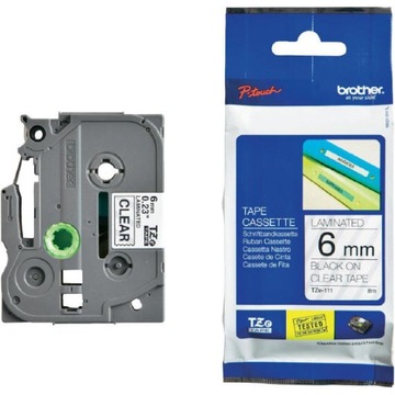 Taśma Brother TZE-111 6mm BK/Clear E110VP E600VP