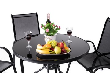 КОМПЛЕКТ МЕБЕЛИ ДЛЯ ТЕРРАСЫ, СТЕКЛЯННЫЙ СТОЛ + 4 СТУЛА