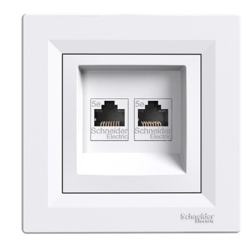Asfora gniazdo komp. 2x RJ45 kat.5e UTP białe