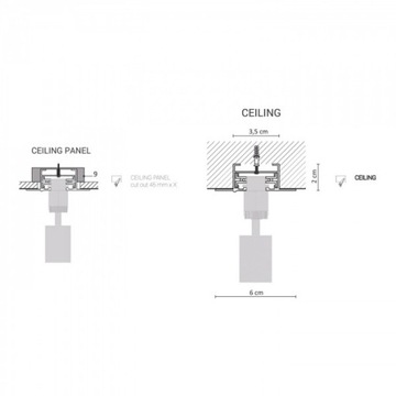 ПРОФИЛЬ СВЕТИЛЬНИКА ВСТРАИВАЕМЫЙ 2м