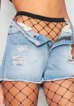 Czarne Rajstopy Duże Oczka Kabaretki Komplet