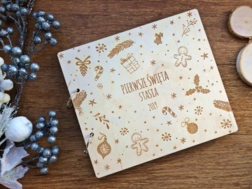ALBUM DREWNIANY chrzest roczek PREZENT pamiątka