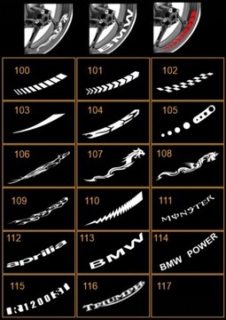 НАКЛЕЙКИ ВНУТРИ ДИСКИ КОЛЕСА HONDA DUCATI YAMAHA TRIUMPH