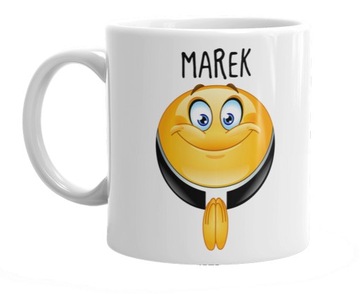 KUBEK KSIĘDZA EMOTIKON EMOTKI + IMIĘ + KARTONIK