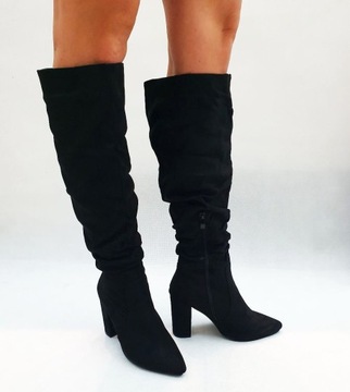 CZARNE NOWE KOZAKI BUTY NA OBCASIE 39