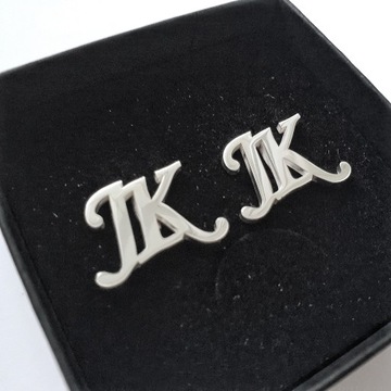 Запонки с инициалами - серебро 925 пробы