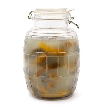 СТЕКЛЯННАЯ БАНКА, бочка для огурцов, соков, фруктов, 2,8л.