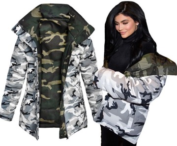 DWUSTRONNA KURTKA 2w1 PARKA MORO zimowa ocieplona MODNA MILITARNA zima M