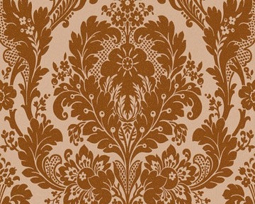 TAPETA ZMYWALNA ORNAMENT GLAMOUR MIEDŹ BROKAT