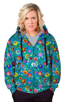 BLUZA DAMSKA ZAMEK PRINT XXL FOLKLOR ŁOWICKI MODNA