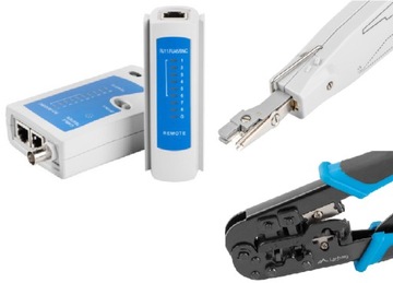 KRONE + ZACISKARKA + TESTER Rj45 LAN Lanberg
