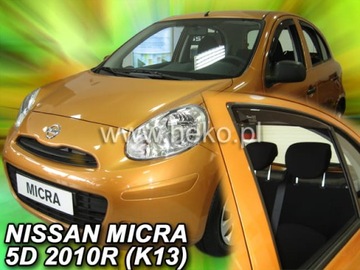 Owiewki szyb NISSAN Micra K13 2010-2017 przód+tył