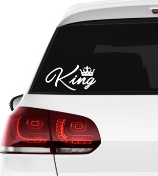 Наклейка на окно автомобиля с короной KING QUEEN * Узоры * Цвета * 23 см