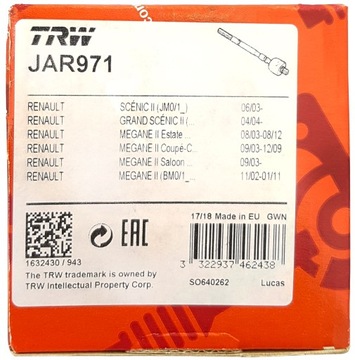 Рулевая рейка TRW JAR971 7701474448