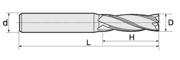 Твердосплавная фреза с 4 лезвиями fi 12 12x30x75x4F VHM HRC55 AL