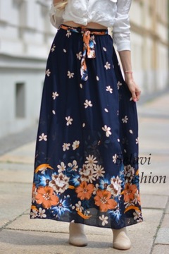 Длинная воздушная хлопковая юбка с цветочным принтом