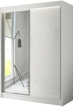Szafa Przesuwna Garderoba 120cm Biała Lustro Szkło