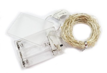 50 светодиодных проводных фонарей, на батарейках, 5 м, белые, БЕСПЛАТНО