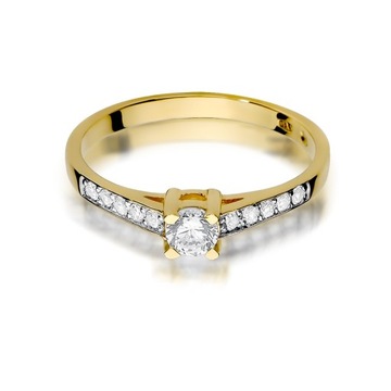 Klasyczny złoty pierścionek zaręczynowy pr. 585 brylanty r. 5-30