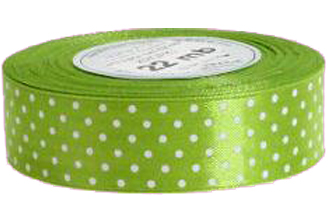 WSTĄŻKA satynowa tasiemka 25 mm/25 KROPKI pomarańcz