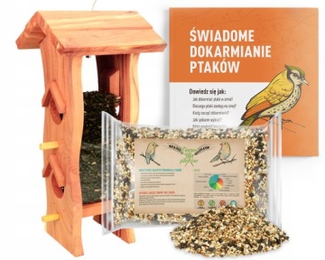 KARMNIK Z DREWNA CEDROWEGO NA POKARM DLA PTAKÓW