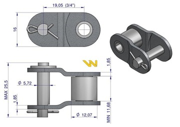 ПОЛУЗВЕНЬЯ ЦЕПИ WARYŃSKI 12B-1 3/4