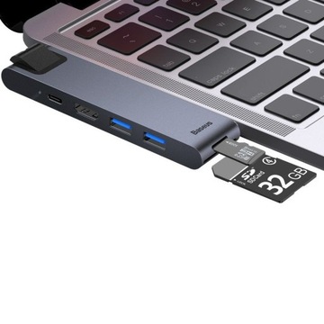 Адаптер Baseus для MacBook 7in1 USB-C, серый