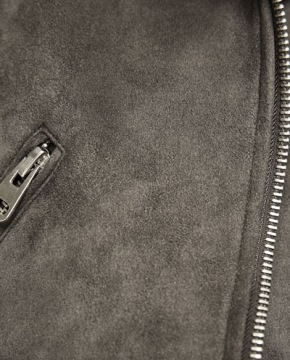 КУРТКА ЗАМШЕВАЯ ZARA, СЕРЫЕ РАДИАТОРЫ, 34/XS, НОВАЯ